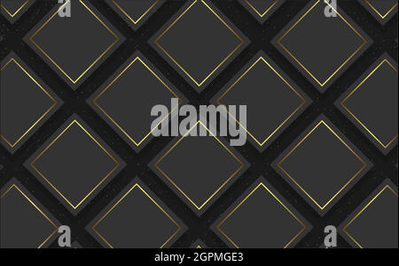 Luxuriöses goldenes Hintergrunddesign. Moderner abstrakter Hintergrund mit goldenen leuchtenden Formen, Streifen und Highlights. Stock Vektor