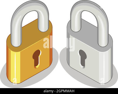 Vorhängeschloss Sicherheit Datenschutz Symbol Cartoon Vektor Illustration Zeichnung Stock Vektor