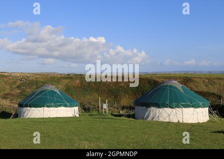 Caerfai Farm Campsite, Caerfai Bay, St Davids, Pembrokeshire, Wales, Großbritannien, Großbritannien, Europa Stockfoto