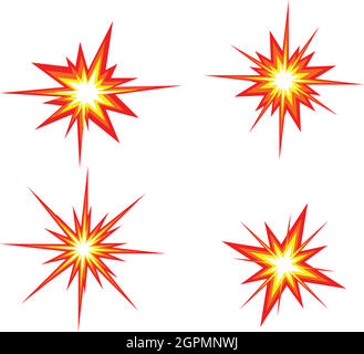 Vektorgrafik für Symbolsatz „Boom Explosion“ Stock Vektor