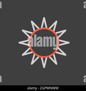 Sonnenvektor isoliertes flaches Symbol auf dunklem Hintergrund. Wetterschild Stock Vektor