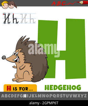 Buchstabe H aus Alphabet mit Cartoon Igel Tier Stock Vektor