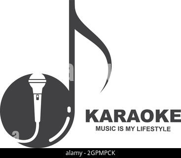 Mikrofon Symbol Logo von Karaoke, Note Musik Konzept Vektor Illustration Design Stock Vektor