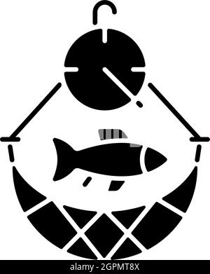 Symbol für überfischt schwarze Glyphe Stock Vektor