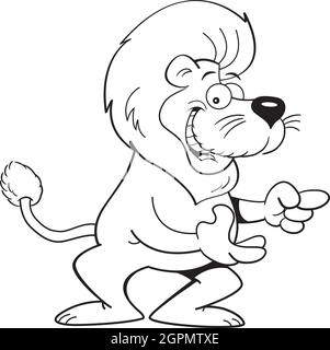 Schwarz-weiße Darstellung eines Löwen, der zeigt. Stock Vektor