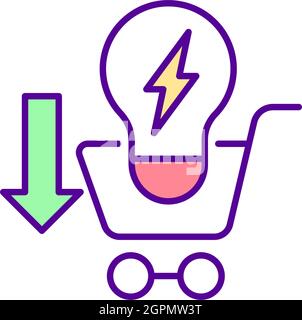 RGB-Farbsymbol für energieeffiziente Glühbirne Stock Vektor