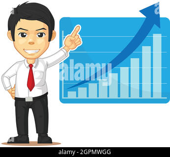 Office-Mitarbeiter Erhöhen Graph Präsentation Diagramm Cartoon-Vektor Stock Vektor