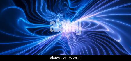 Mehrfarbige lebendige neonfarbene futuristische Technologieoberfläche, computergenerierter abstrakter Hintergrund, 3D-Rendering Stockfoto