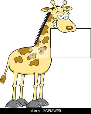 Cartoon-Illustration einer Giraffe mit einem Schild. Stock Vektor