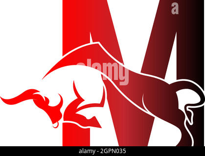 Mix Buchstaben Logo Symbol mit Stier Design Symbol Vorlage Stock Vektor