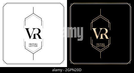 VR Anfangsbuchstabe und Grafikname, V und R Monogramm, für Hochzeit Paar symbolische, Logo Firma und Ikone Geschäft, mit drei Farben Variation Designs mit isolierten weißen Hintergründen Stock Vektor