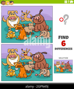Unterschiede pädagogisches Spiel mit Cartoon lustige Hunde Stock Vektor
