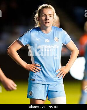 Manchester, England, 29. September 2021. Lauren Hemp aus Manchester City während des FA Cup-Spiels der Frauen im Academy Stadium in Manchester. Bildnachweis sollte lauten: Andrew Yates / Sportimage Stockfoto