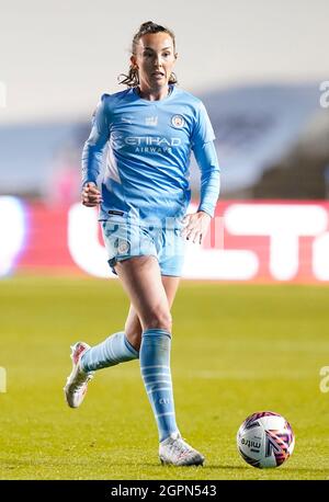 Manchester, England, 29. September 2021. Caroline Weir aus Manchester City während des FA Cup-Spiels der Frauen im Academy Stadium in Manchester. Bildnachweis sollte lauten: Andrew Yates / Sportimage Stockfoto