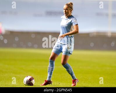 Manchester, England, 29. September 2021. Filippa Angeldahl aus Manchester City beim FA Cup-Spiel der Frauen im Academy Stadium in Manchester. Bildnachweis sollte lauten: Andrew Yates / Sportimage Stockfoto