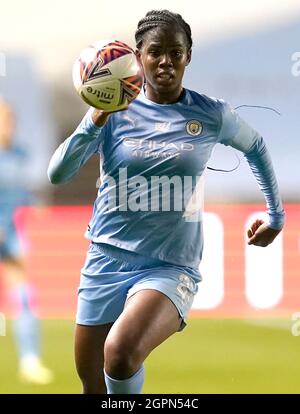 Manchester, England, 29. September 2021. Khadija Shaw aus Manchester City während des FA-Cup-Spiels der Frauen im Academy Stadium in Manchester. Bildnachweis sollte lauten: Andrew Yates / Sportimage Stockfoto