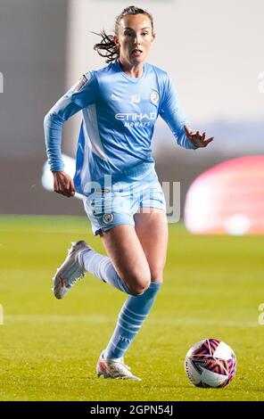 Manchester, England, 29. September 2021. Caroline Weir aus Manchester City während des FA Cup-Spiels der Frauen im Academy Stadium in Manchester. Bildnachweis sollte lauten: Andrew Yates / Sportimage Stockfoto