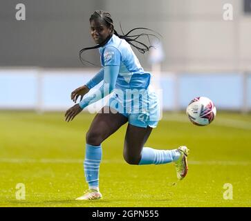 Manchester, England, 29. September 2021. Khadija Shaw aus Manchester City während des FA-Cup-Spiels der Frauen im Academy Stadium in Manchester. Bildnachweis sollte lauten: Andrew Yates / Sportimage Stockfoto