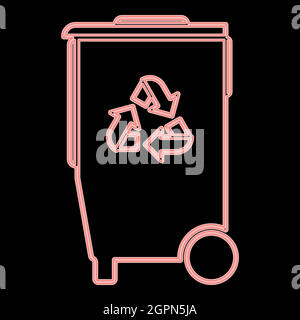 Neon refuse bin with arrows utilization the red color vector illustration flat style image Stock Vektor
