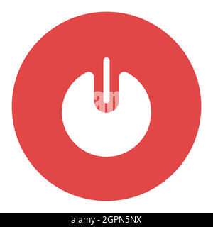 Ein/aus-Taste-Vektor-Symbol mit flacher weißer Glyphe Stock Vektor