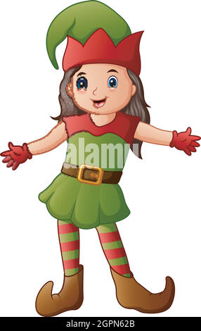 Cartoon weihnachten Elf Präsentation Illustration Stock Vektor