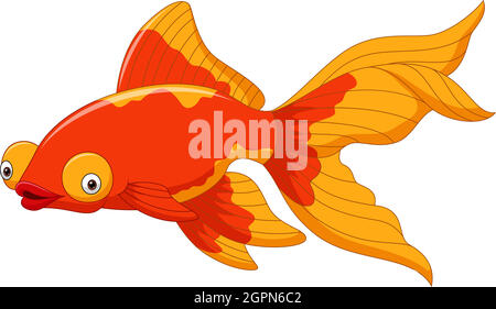Cartoon niedlichen Goldfisch auf einem weißen Hintergrund Stock Vektor