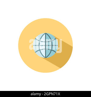 Globus. Weltzeichen. Erdplanet. Flaches Symbol in einem Kreis. Commerce Vektorgrafik Stock Vektor