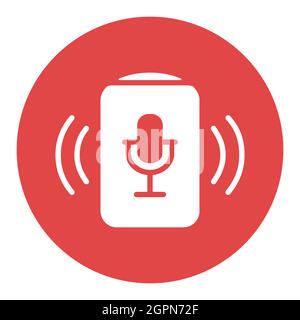 Voice Assistant Concept Vector weißes Glyphensymbol Stock Vektor