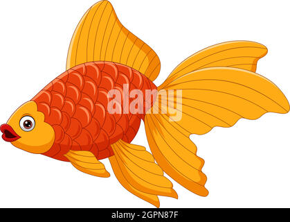 Cartoon niedlichen Goldfisch auf einem weißen Hintergrund Stock Vektor