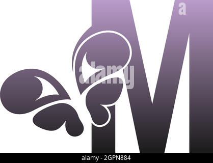 Buchstabe M mit Schmetterling Symbol Logo Design Vektor Stock Vektor