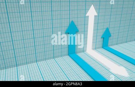 Pfeile auf einer Grafik. Finanzkonzept. 3d-Rendering Stockfoto