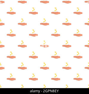 Hand, die Münzen Muster, Cartoon-Stil Stock Vektor