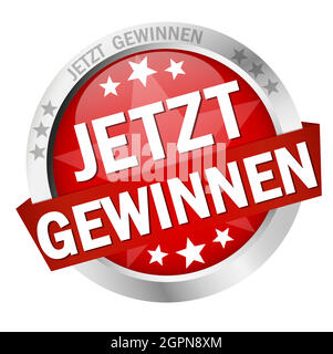 Button mit Banner jetzt gewinnen (auf deutsch) Stock Vektor