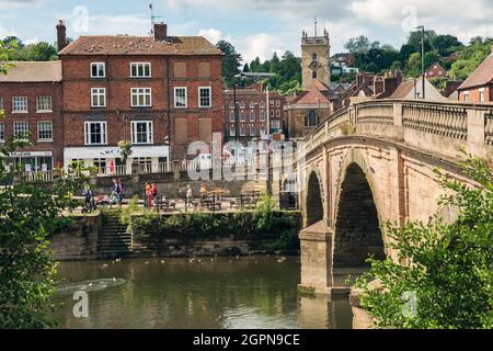 Die Brücke über den Fluss Severn und Severn Side South bei Bewdley, Worcestershire Stockfoto