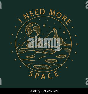Skizzieren Illustration Raum und Planet Erde. Ich brauche mehr Platz Stock Vektor