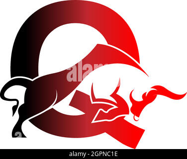 Mix Buchstaben Logo Symbol mit Stier Design Symbol Vorlage Stock Vektor