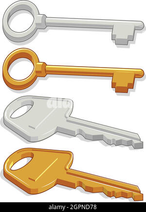 Türschlüssel Sicherheit Zugang Symbol Cartoon Vektor Illustration Zeichnung Stock Vektor