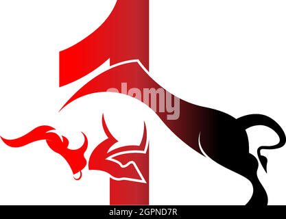 Mix Buchstaben Logo Symbol mit Stier Design Symbol Vorlage Stock Vektor