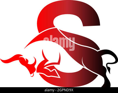 Mix Buchstaben Logo Symbol mit Stier Design Symbol Vorlage Stock Vektor