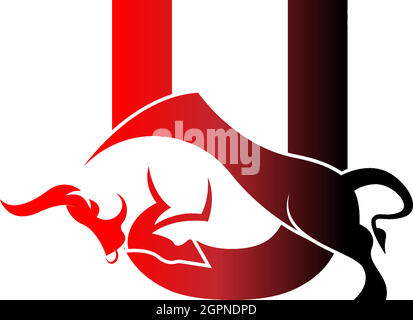 Mix Buchstaben Logo Symbol mit Stier Design Symbol Vorlage Stock Vektor