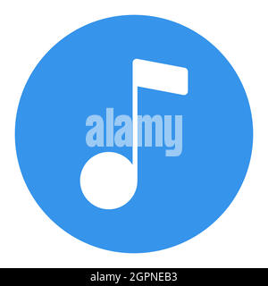 Musiknote flaches Vektor weißes Glyphen-Symbol Stock Vektor