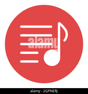 Musik-Wiedergabeliste Vektor weißes Glyphen-Symbol. Musiknoten und -Listen Stock Vektor