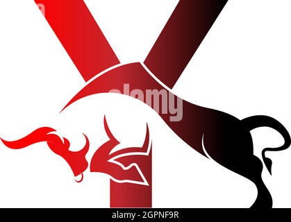 Mix Buchstaben Logo Symbol mit Stier Design Symbol Vorlage Stock Vektor