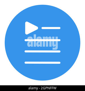 Vektor für Musik-Wiedergabeliste, flaches weißes Glyphensymbol Stock Vektor