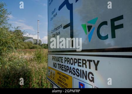 Ellesmere Port, Großbritannien, 16. September 2021. CF Industries Holdings Inc. Düngemittelherstellungs-Komplex in Ellesmere Port, Wirral, Großbritannien. Kredit: Anthony Devlin/Alamy Live Nachrichten Stockfoto