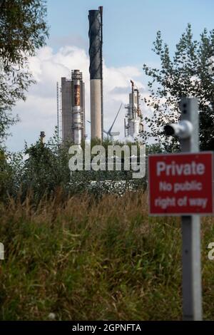 Ellesmere Port, Großbritannien, 16. September 2021. CF Industries Holdings Inc. Düngemittelherstellungs-Komplex in Ellesmere Port, Wirral, Großbritannien. Kredit: Anthony Devlin/Alamy Live Nachrichten Stockfoto