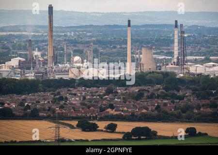 Ellesmere Port, Großbritannien, 16. September 2021. Stanlow Ölraffinerie in Ellesmere Port, Wirral, Großbritannien. Kredit: Anthony Devlin/Alamy Live Nachrichten Stockfoto