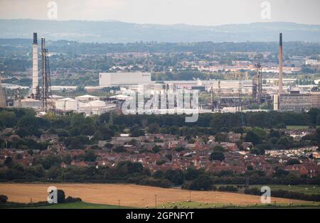 Ellesmere Port, Großbritannien, 16. September 2021. Stanlow Ölraffinerie in Ellesmere Port, Wirral, Großbritannien. Kredit: Anthony Devlin/Alamy Live Nachrichten Stockfoto