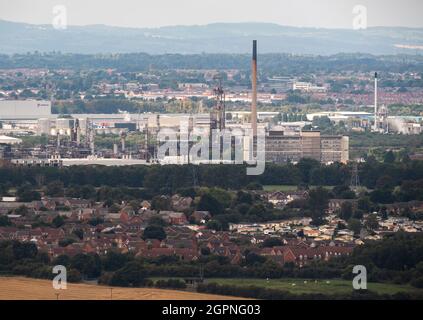 Ellesmere Port, Großbritannien, 16. September 2021. Stanlow Ölraffinerie in Ellesmere Port, Wirral, Großbritannien. Kredit: Anthony Devlin/Alamy Live Nachrichten Stockfoto