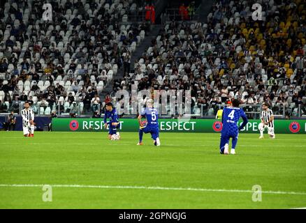 Spieler vor der UEFA Champions League, Fußballspiel der Gruppe H zwischen Juventus FC und Chelsea FC am 29. September 2021 im Allianz Stadium in Turin, Italien - Foto Morgese-Rossini / DPPI Stockfoto